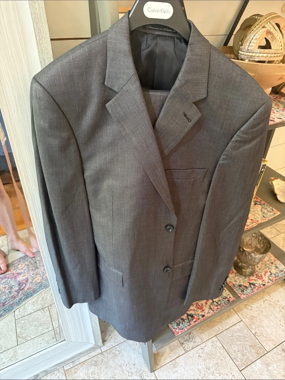 Calvin Klein Dark Gray Two-Button Men's Suit Blazer